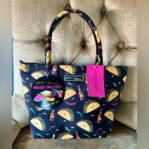 New NWT Betsey Johnson Taco Hot Sauce Insulated Lunch Tote